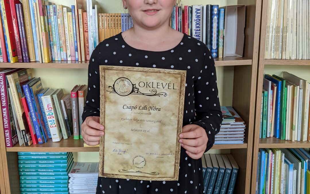 Országos 1. helyezés a „Harmatcsepp” tanulmányi versenyen