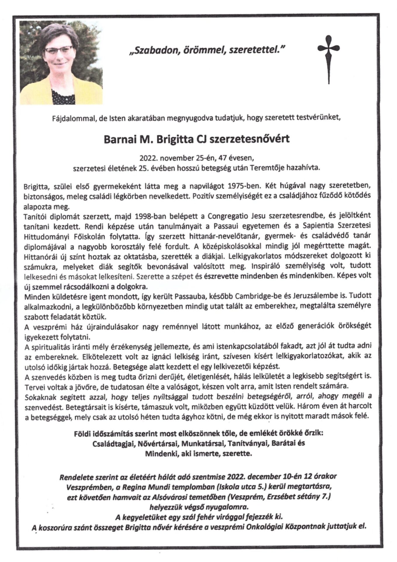 Brigitta nővérért