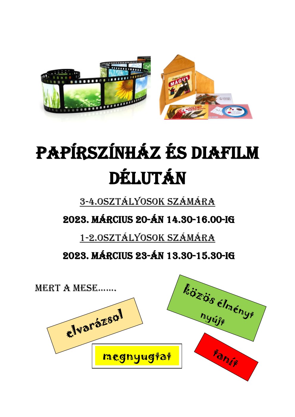 Papírszínház és diafilm délután