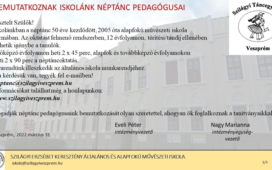 Bemutatkoznak iskolánk néptánc pedagógusai