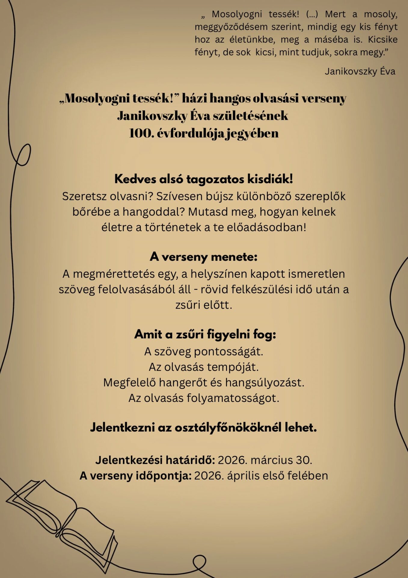 „Mosolyogni tessék!” – házi hangos olvasási verseny