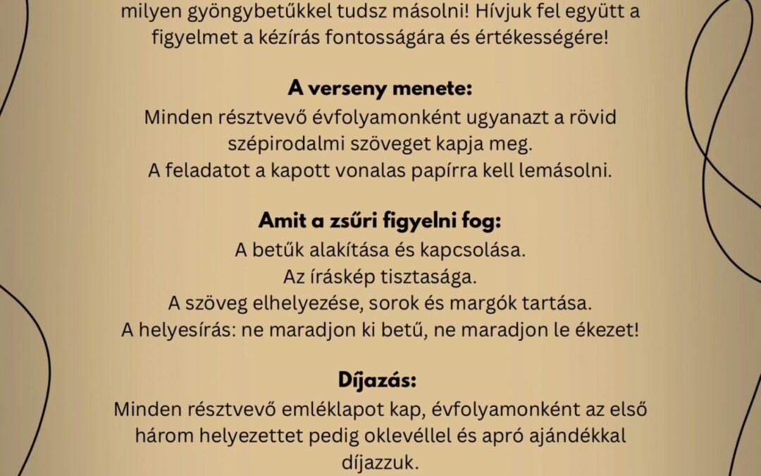 Szépen író kisdiák – házi szépíró verseny